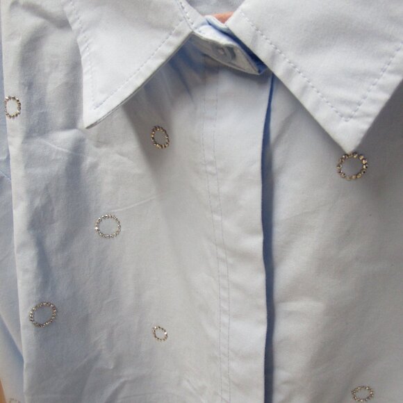 Zara Girls light Blue RHINESTONE SHIRT New 13-14 - Picture 8 of 17